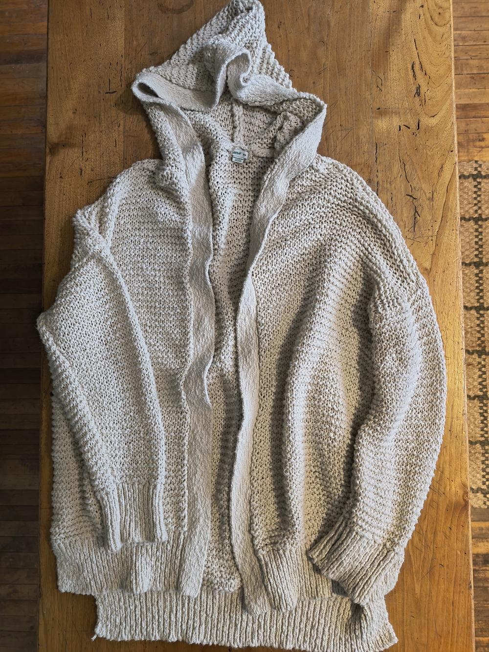 Women's aerie Cream Hooded Knit Cardigan Sweater